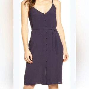 Anthropologie Bishop + Young navy blue button front dress